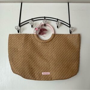 Juicy Couture Brown Woven Tote with Pink Accents